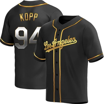 Men's Los Angeles Dodgers Ronan Kopp ＃94 Gold Replica Black en Alternate Jersey