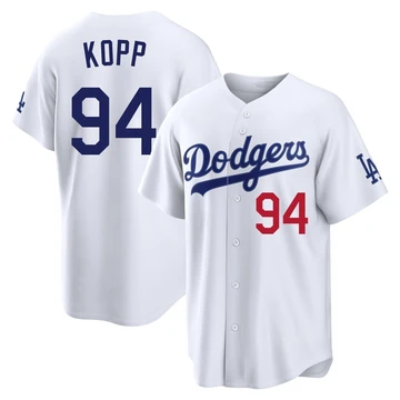 Men's Los Angeles Dodgers Ronan Kopp ＃94 White Limited Home Stadium Jersey