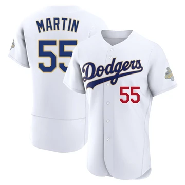 Men's Los Angeles Dodgers Russell Martin ＃55 Gold Authentic White 2026 Collection Jersey