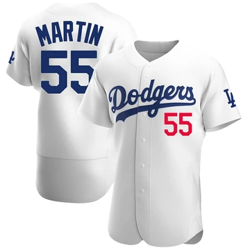 Men's Los Angeles Dodgers Russell Martin ＃55 White Authentic Home Jersey