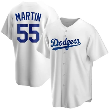 Men's Los Angeles Dodgers Russell Martin ＃55 White Replica Home Jersey