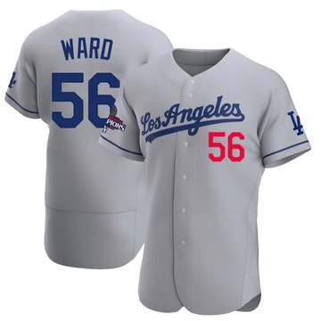 Men's Los Angeles Dodgers Ryan Ward ＃56 Gray Authentic Away Official 2024 World Series Champions Jersey