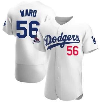 Men's Los Angeles Dodgers Ryan Ward ＃56 White Authentic Home Official 2024 World Series Champions Jersey