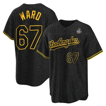 Men's Los Angeles Dodgers Ryan Ward ＃67 Black Replica Snake Skin City 2024 World Series Jersey