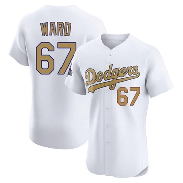 Men's Los Angeles Dodgers Ryan Ward ＃67 Gold Elite White 2025 Collection Jersey
