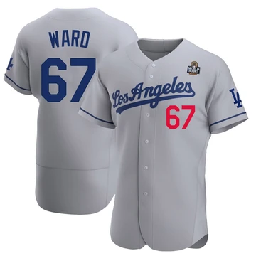 Men's Los Angeles Dodgers Ryan Ward ＃67 Gray Authentic Away Official 2024 World Series Jersey