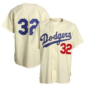 Men's Los Angeles Dodgers Sandy Koufax ＃32 Cream Authentic Throwback Jersey