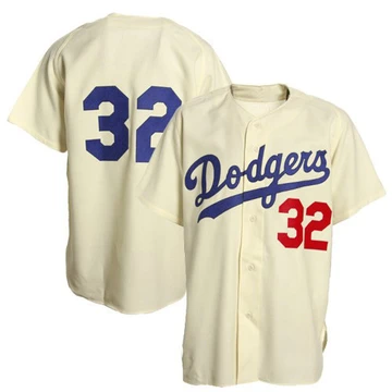 Men's Los Angeles Dodgers Sandy Koufax ＃32 Cream Replica Throwback Jersey