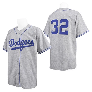 Men's Los Angeles Dodgers Sandy Koufax ＃32 Grey Replica Throwback Jersey