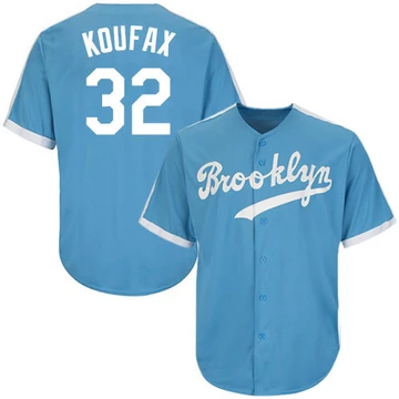 Men's Los Angeles Dodgers Sandy Koufax ＃32 Light Blue Replica Throwback Jersey