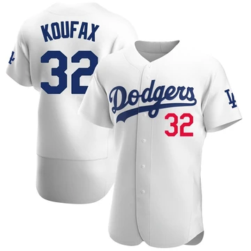 Men's Los Angeles Dodgers Sandy Koufax ＃32 White Authentic Home Jersey