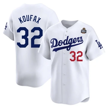 Men's Los Angeles Dodgers Sandy Koufax ＃32 White Limited Home 2024 World Series Jersey
