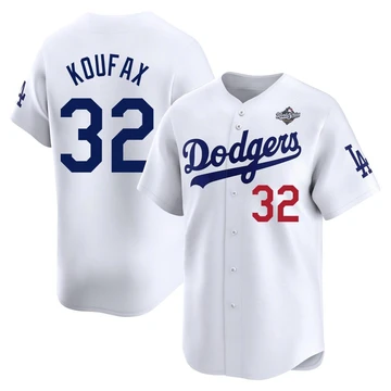 Men's Los Angeles Dodgers Sandy Koufax ＃32 White Limited Home 2025 World Series Jersey
