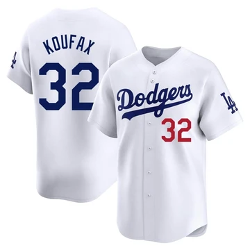Men's Los Angeles Dodgers Sandy Koufax ＃32 White Limited Home Jersey