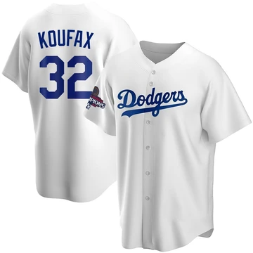 Men's Los Angeles Dodgers Sandy Koufax ＃32 White Replica Home 2024 World Series Champions Jersey