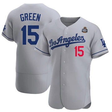 Men's Los Angeles Dodgers Shawn Green ＃15 Gray Authentic Away Official 2024 World Series Jersey