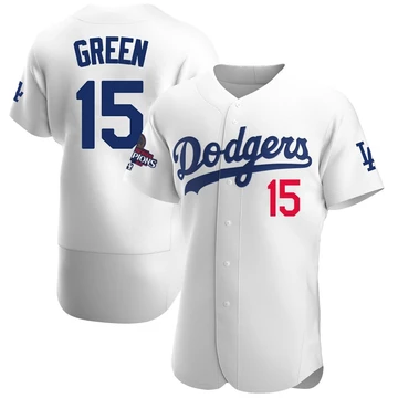 Men's Los Angeles Dodgers Shawn Green ＃15 White Authentic Home Official 2024 World Series Champions Jersey