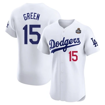 Men's Los Angeles Dodgers Shawn Green ＃15 White Elite Home 2024 World Series Jersey