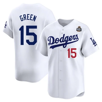 Men's Los Angeles Dodgers Shawn Green ＃15 White Limited Home 2024 World Series Jersey