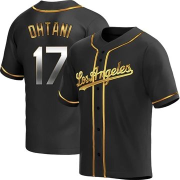 Men's Los Angeles Dodgers Shohei Ohtani ＃17 Gold Replica Black en Alternate Jersey