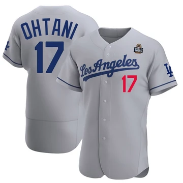 Men's Los Angeles Dodgers Shohei Ohtani ＃17 Gray Authentic Away Official 2024 World Series Jersey