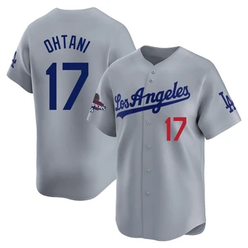 Men's Los Angeles Dodgers Shohei Ohtani ＃17 Gray Limited Away World Series Champions Jersey