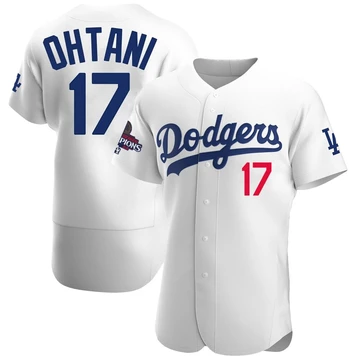 Men's Los Angeles Dodgers Shohei Ohtani ＃17 White Authentic Home Official 2024 World Series Champions Jersey