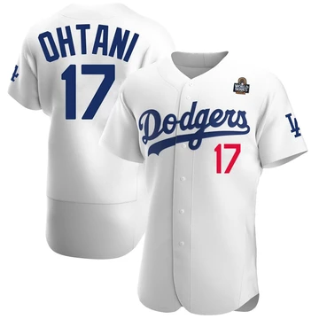 Men's Los Angeles Dodgers Shohei Ohtani ＃17 White Authentic Home Official 2024 World Series Jersey