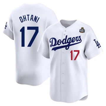 Men's Los Angeles Dodgers Shohei Ohtani ＃17 White Limited Home 2024 World Series Jersey