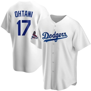 Men's Los Angeles Dodgers Shohei Ohtani ＃17 White Replica Home 2024 World Series Champions Jersey