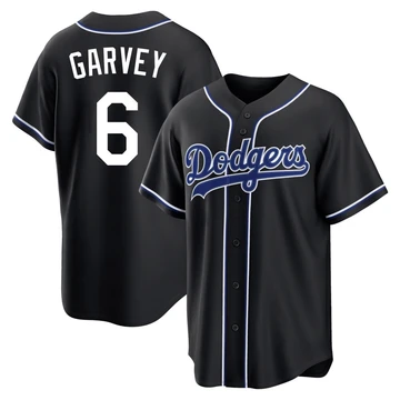 Men's Los Angeles Dodgers Steve Garvey ＃6 Black Replica Fashion Out Jersey