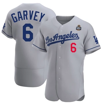 Men's Los Angeles Dodgers Steve Garvey ＃6 Gray Authentic Away Official 2024 World Series Jersey