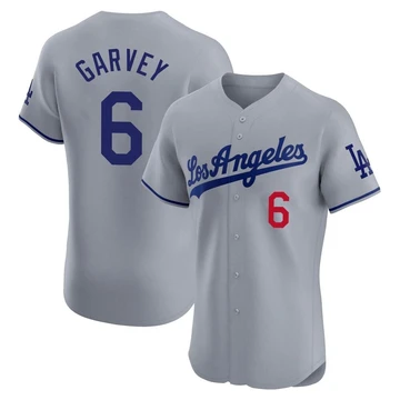 Men's Los Angeles Dodgers Steve Garvey ＃6 Gray Elite Road Jersey