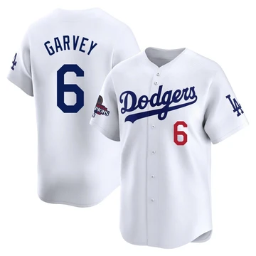 Men's Los Angeles Dodgers Steve Garvey ＃6 White Limited Home 2024 World Series Champions Jersey