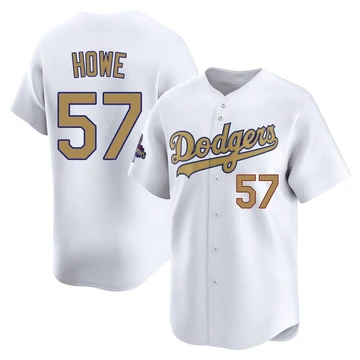 Men's Los Angeles Dodgers Steve Howe ＃57 Gold Limited White 2025 Collection Jersey