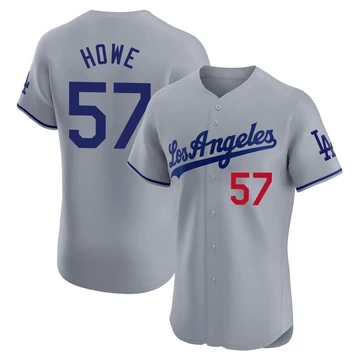 Men's Los Angeles Dodgers Steve Howe ＃57 Gray Elite Road Jersey