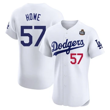 Men's Los Angeles Dodgers Steve Howe ＃57 White Elite Home 2024 World Series Jersey