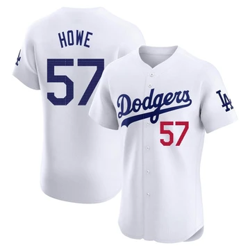 Men's Los Angeles Dodgers Steve Howe ＃57 White Elite Home Jersey