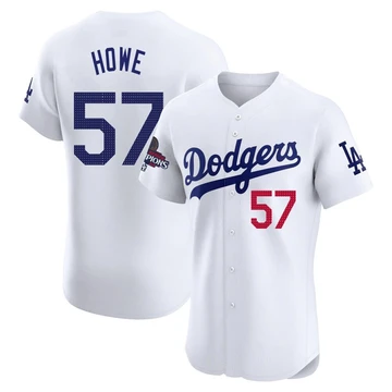 Men's Los Angeles Dodgers Steve Howe ＃57 White Elite Home World Series Champions Jersey