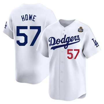 Men's Los Angeles Dodgers Steve Howe ＃57 White Limited Home 2024 World Series Jersey