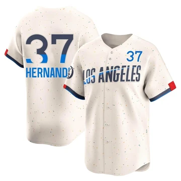 Men's Los Angeles Dodgers Teoscar Hernandez ＃37 Cream Limited 2024 City Connect Jersey