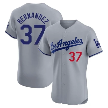 Men's Los Angeles Dodgers Teoscar Hernandez ＃37 Gray Elite Road Jersey