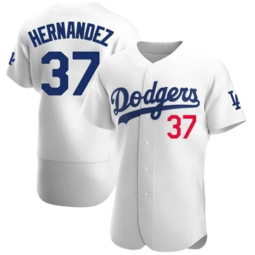 Men's Los Angeles Dodgers Teoscar Hernandez ＃37 White Authentic Home Jersey