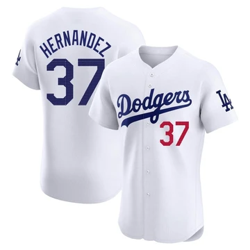 Men's Los Angeles Dodgers Teoscar Hernandez ＃37 White Elite Home Jersey