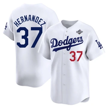Men's Los Angeles Dodgers Teoscar Hernandez ＃37 White Limited Home 2025 World Series Jersey