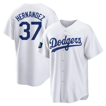 Men's Los Angeles Dodgers Teoscar Hernandez ＃37 White Replica 2024 World Tour Seoul Series Home Jersey