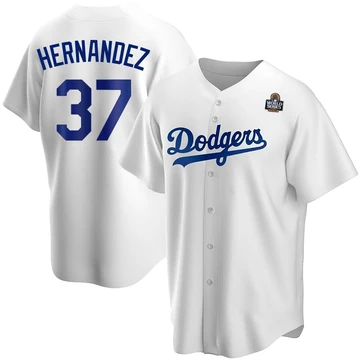 Men's Los Angeles Dodgers Teoscar Hernandez ＃37 White Replica Home 2024 World Series Jersey