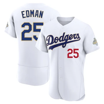 Men's Los Angeles Dodgers Tommy Edman ＃25 Gold Authentic White 2026 Collection Jersey