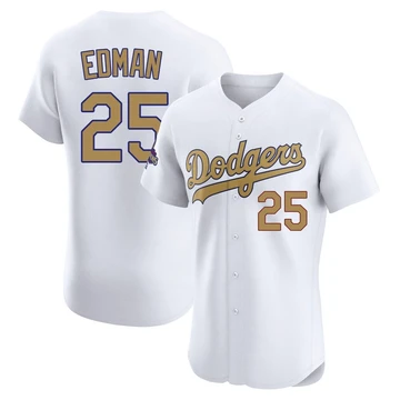 Men's Los Angeles Dodgers Tommy Edman ＃25 Gold Elite White 2025 Collection Jersey