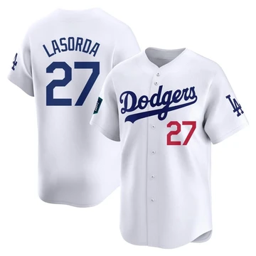 Men's Los Angeles Dodgers Tommy Lasorda ＃27 White Limited 2024 World Tour Seoul Series Home Jersey